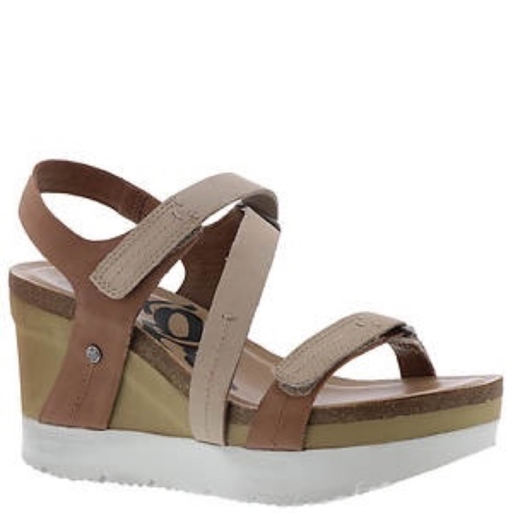 OTBT Wavey Leather Wedge in Cocoa